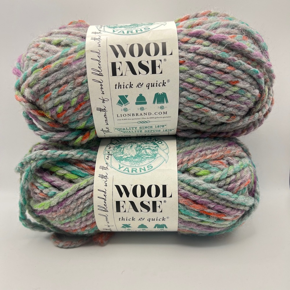 Lion Brand Yarns Wool Ease thick & quick yarn Eden 537 Lot 639749 2 New Skeins
